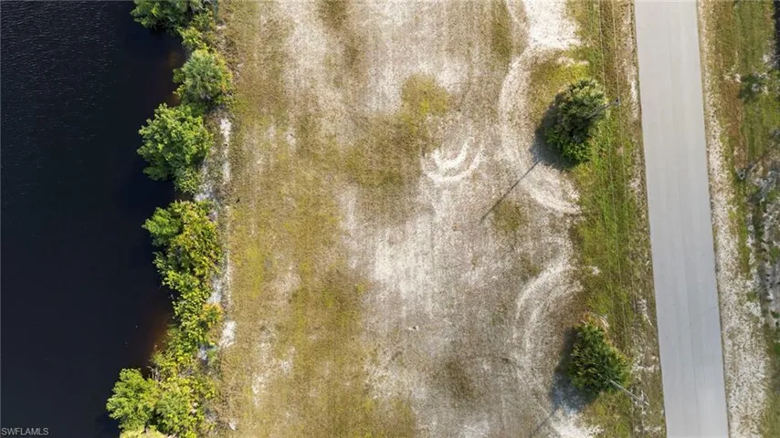 Aerial view of a nearby body of water