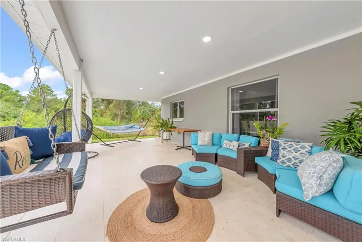 View of patio / terrace with an outdoor hangout area and a trampoline