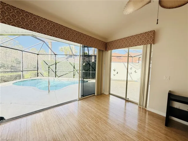 View from Family room with two sliders off to screened lanai