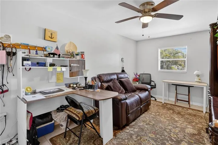 Office area with ceiling fan