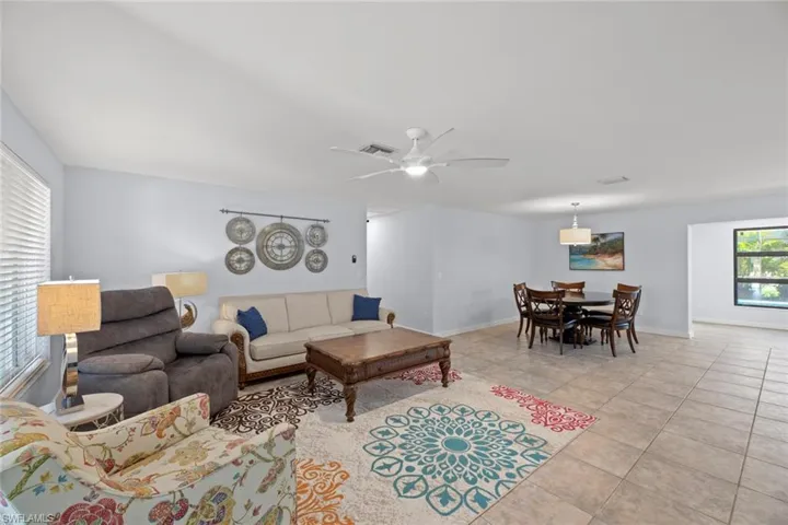 Living room overlooking dining area