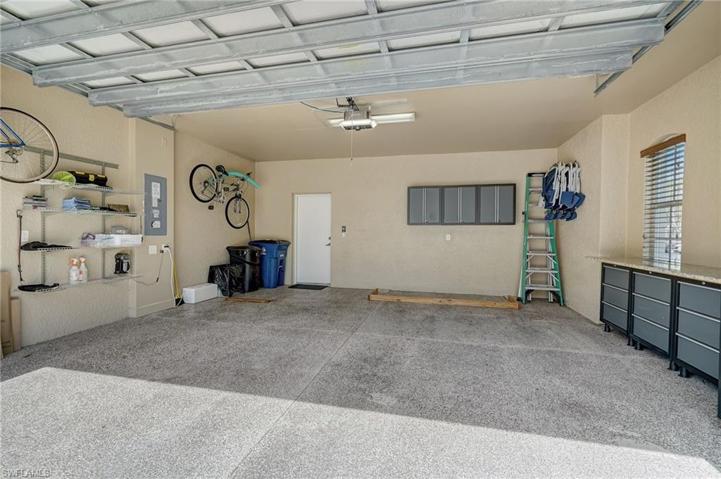 2 car garage with epoxy floor