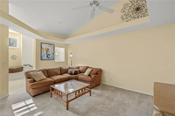 Large family room with vaulted ceilings- 2 living areas