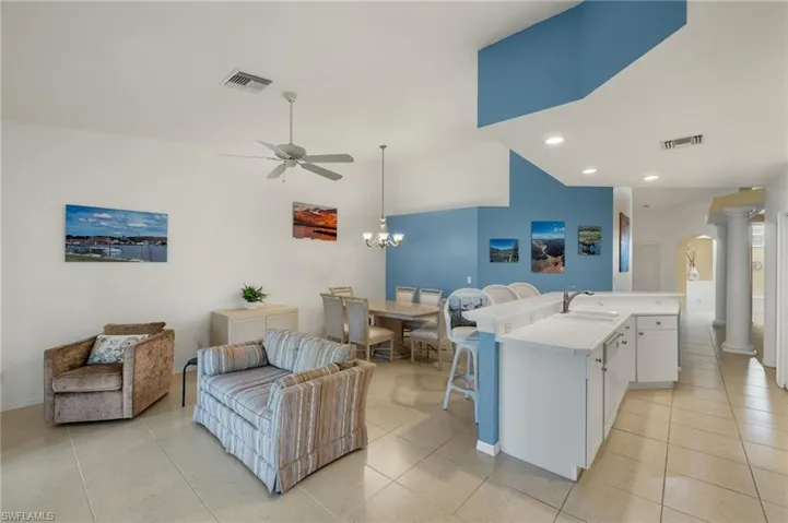 Large high ceiling living room