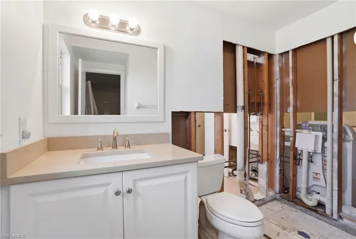 Bathroom with vanity and toilet