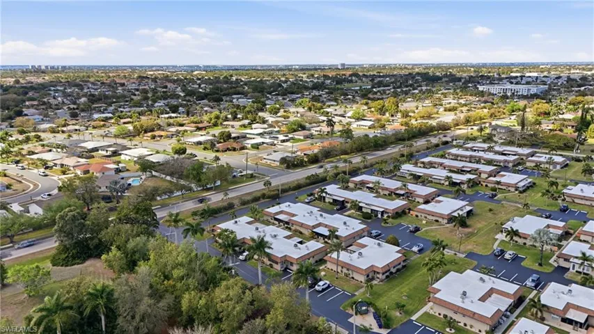 Aerial perspective of suburban area