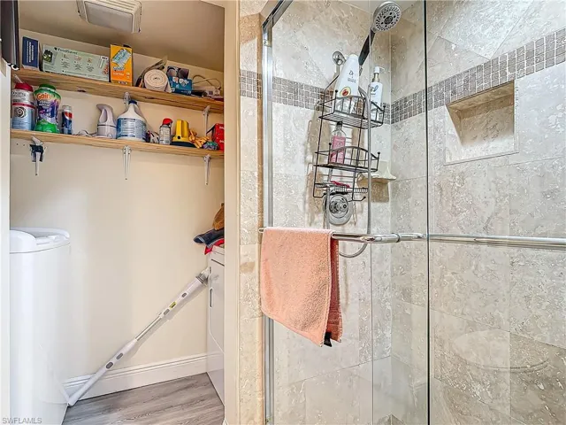 Downstairs bathroom with walk-in shower