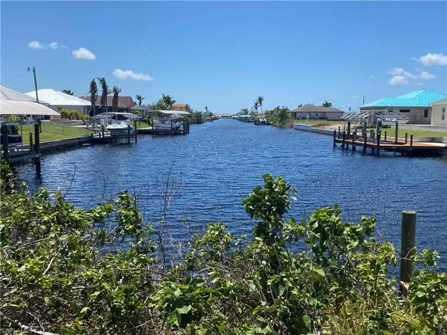 Water view with a boat dock