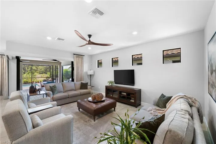 Living room with ceiling fan