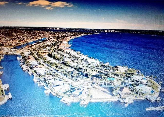 Aerial view of a nearby body of water