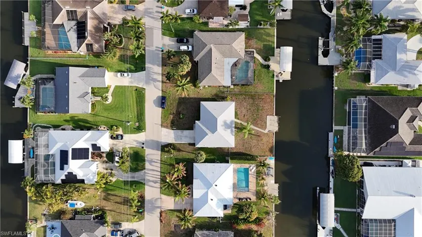 Aerial perspective of suburban area