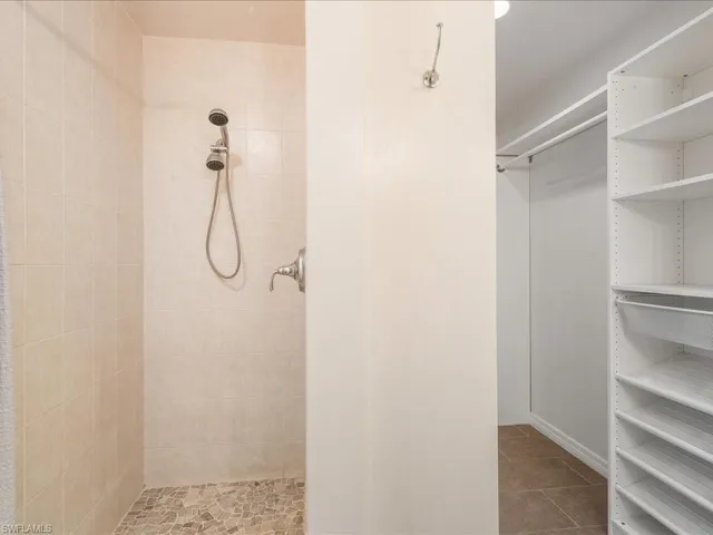 Master shower and built in closets.