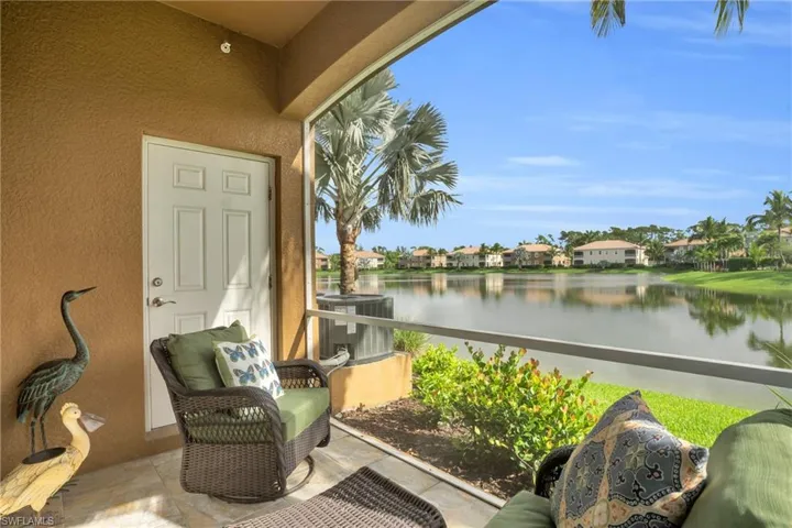 Screened Lanai with extra storage closet and a water view.