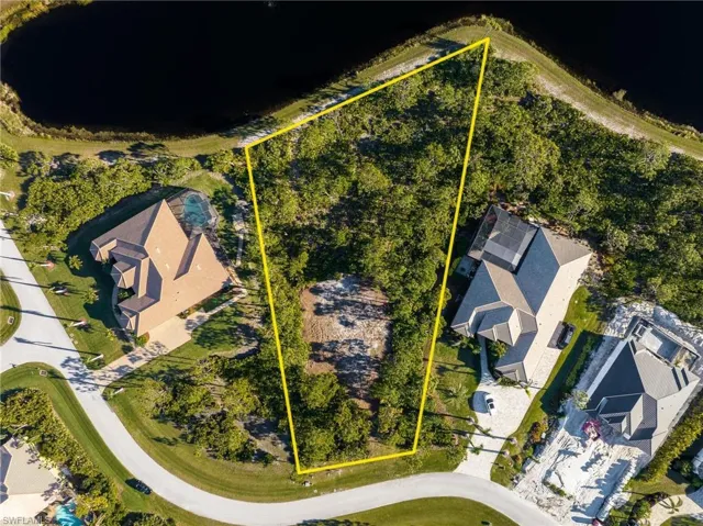 Aerial overview of property's location featuring property parcel outlined