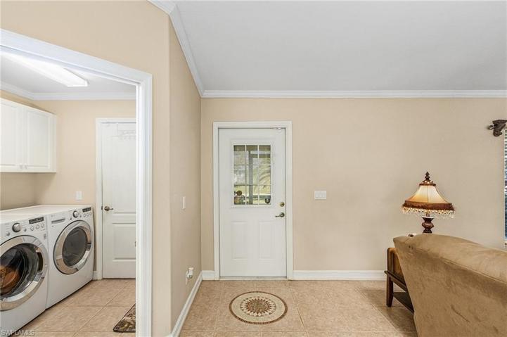 Laundry room conveniently located in the house.