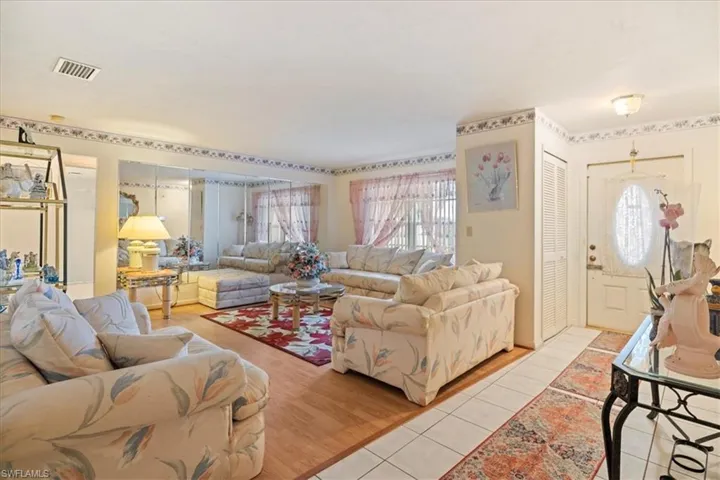 View of tiled living room