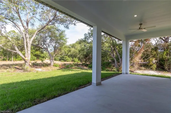 View of patio / terrace featuring a ceiling fan