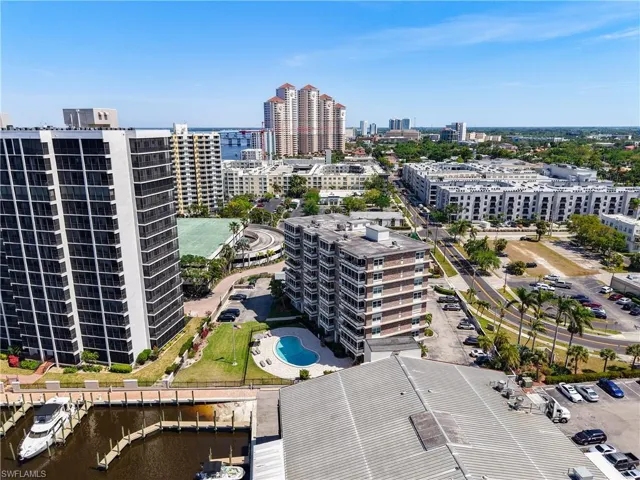 Condo community pool overlooking the waterfront