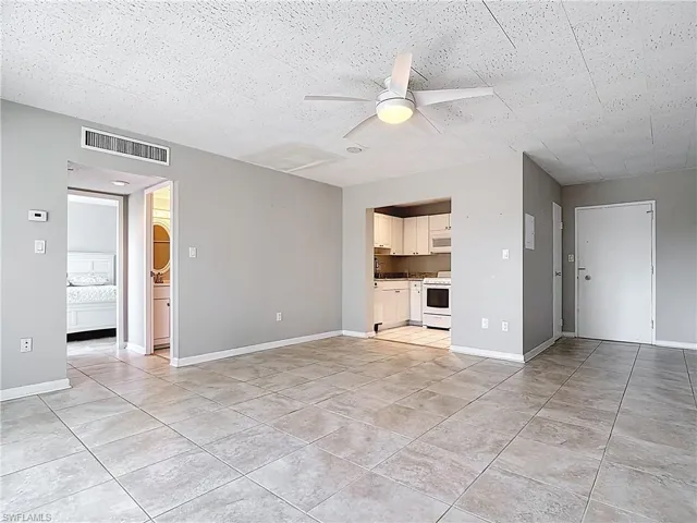 One bedroom, one bathroom, living/dining, kitchen, hall closet, screened balcony