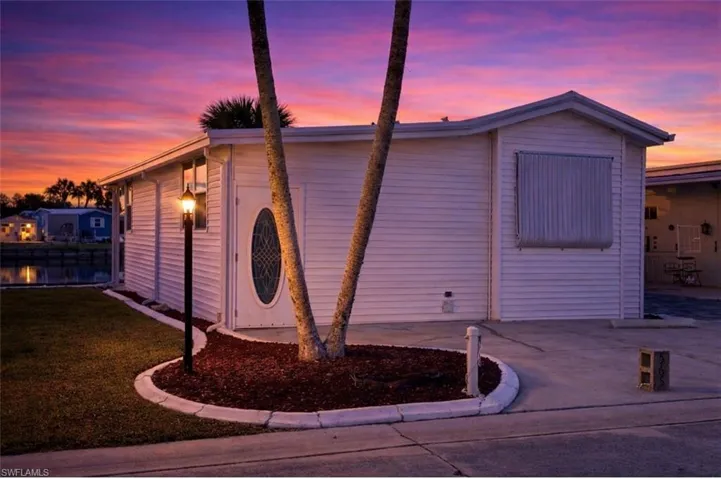 View of outdoor structure at dusk