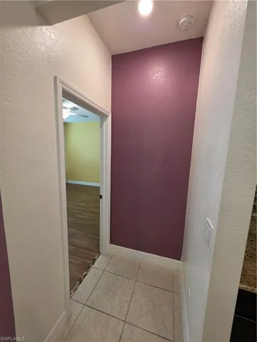 Tiled flooring with contrasting wall accents