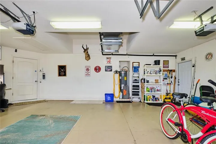 Garage with work areas