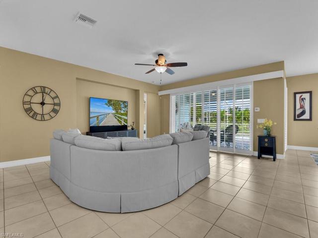 Cermaic tile floors, wide blade wood plantation shutters