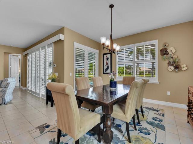 Cermaic tile floors, wide blade wood plantation shutters