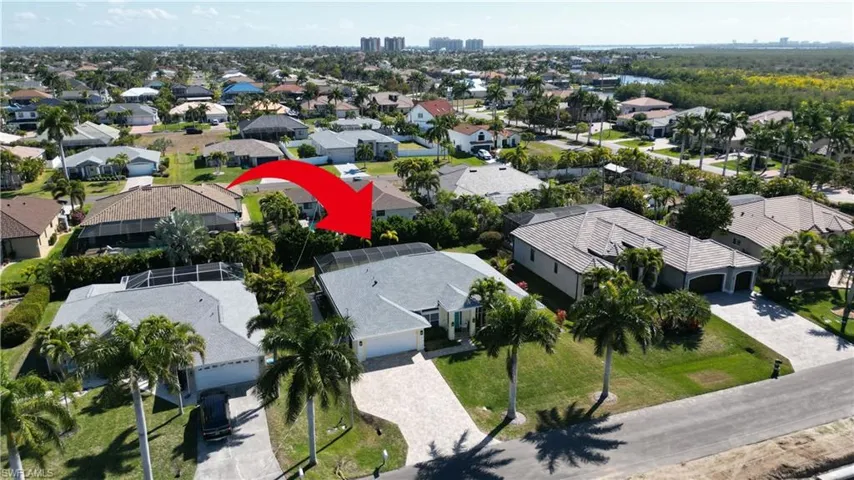 Aerial perspective of suburban area