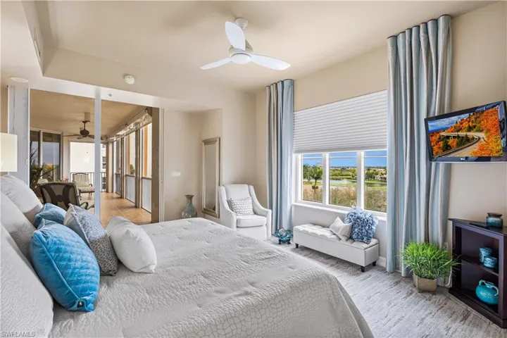 3rd Bedroom has stunning views of the lake and gold course.  Access too the back lanai.