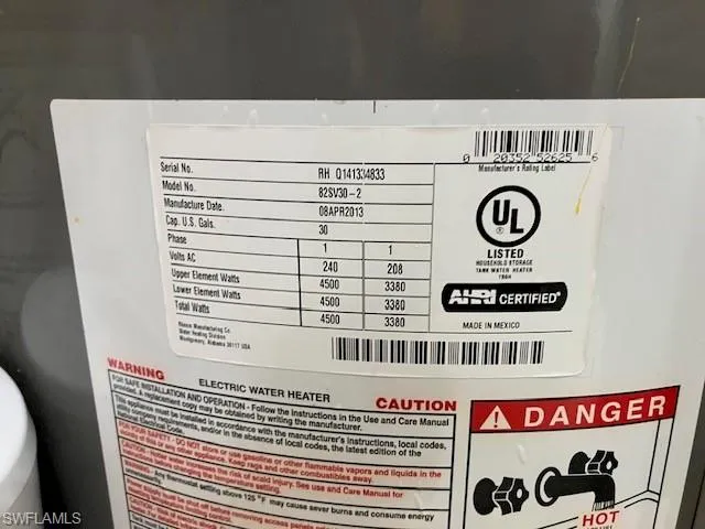 Detailed view of water heater