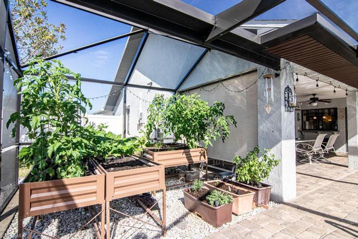 Convenient space with a raised vegetable garden, perfect for the plant enthusiast.