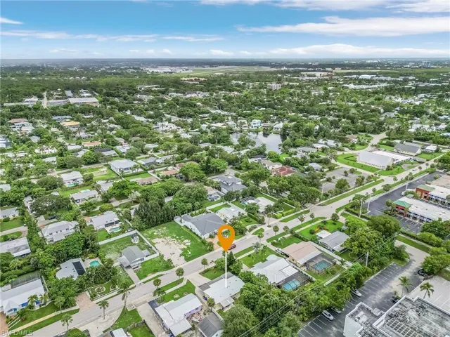 Aerial perspective of suburban area
