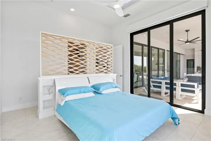 The bed has a custom made accent headboard for the best views - simple, streamlined and custom!