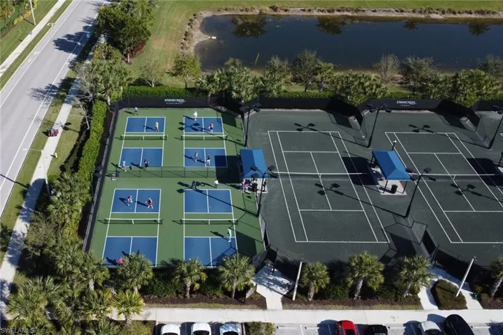 Drone / aerial view of amenity sport courts.
