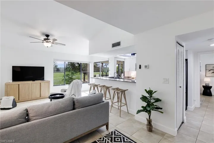 Living Room with golf course views