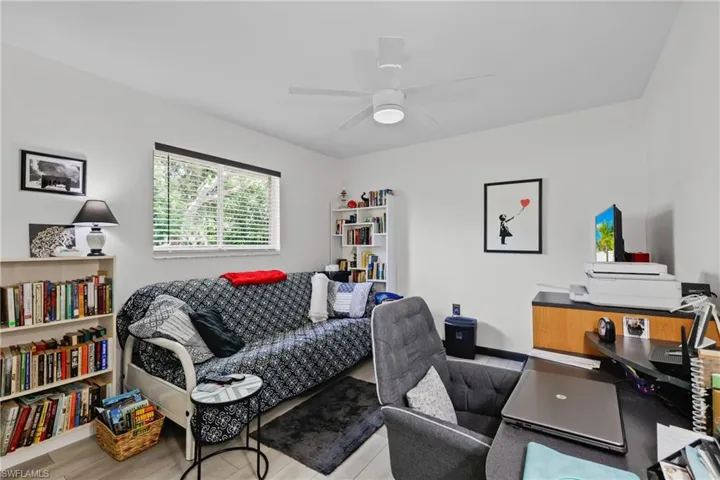 Office area with ceiling fan