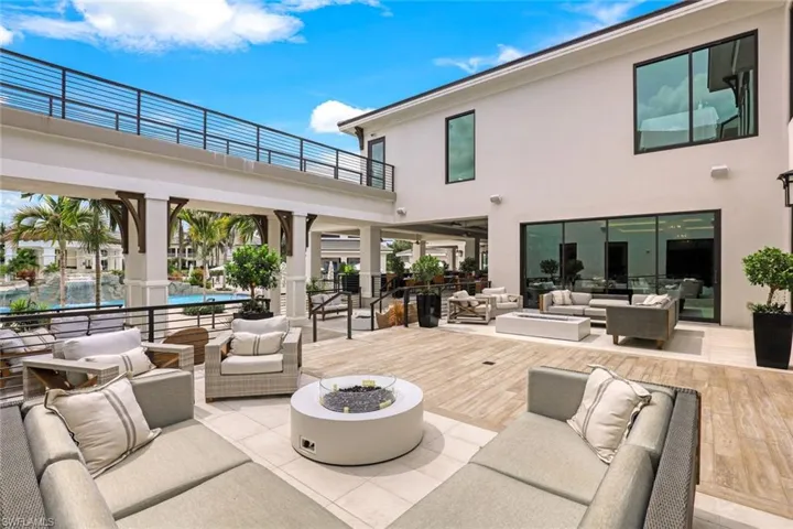Outdoor lounging close to the pool.  Fire pits at night.