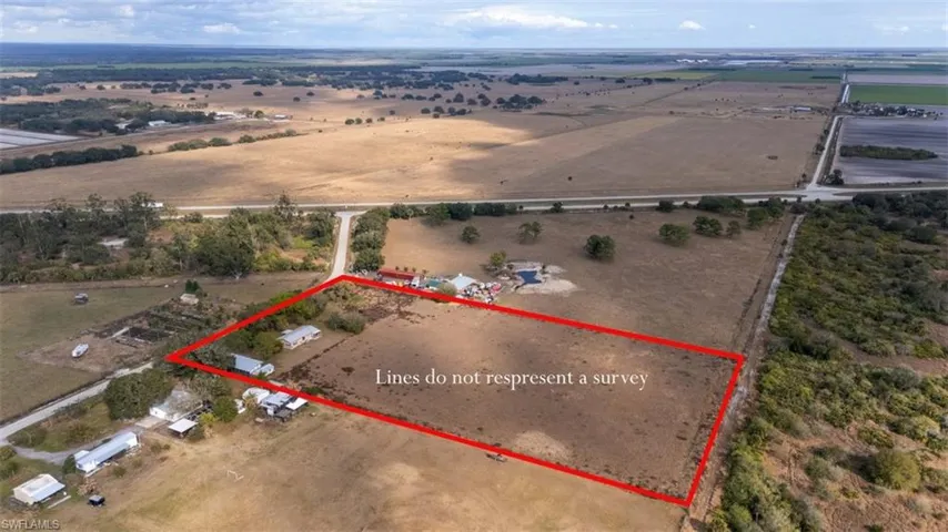 Overview of rural landscape with property parcel outlined