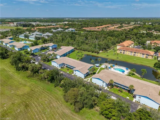 Bird's eye view of a nearby body of water