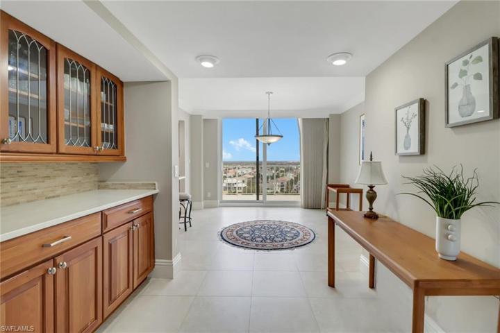 Engaging dining area w/ Built-in Cabinets