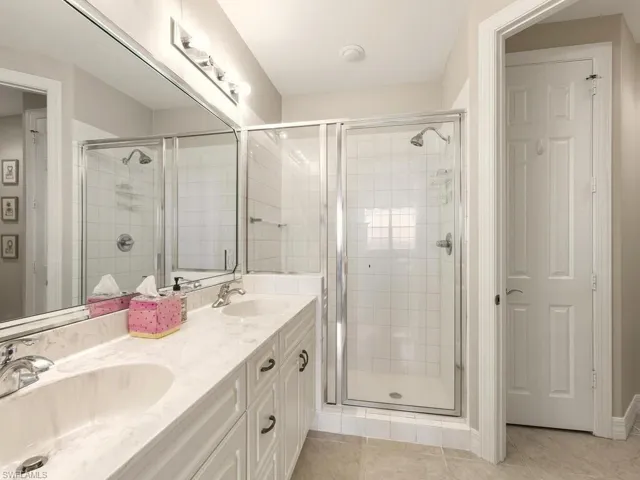 Guest bath with dual sinks & walk-in shower