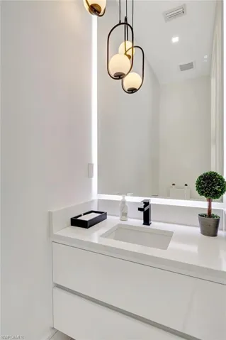 Bathroom with visible vents and vanity