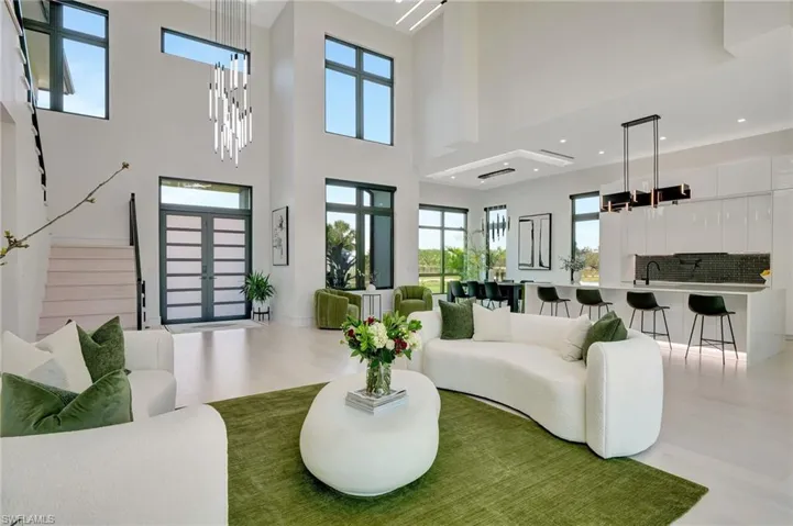 Building lobby featuring a sink and stairs