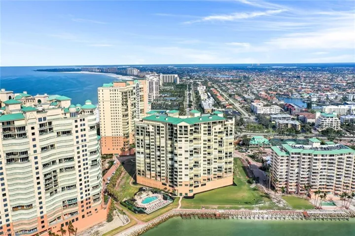 Drone / aerial view featuring a water view and a view of city