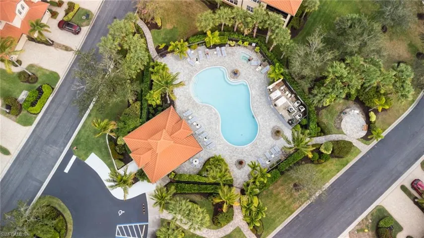 Aerial view of a pool area