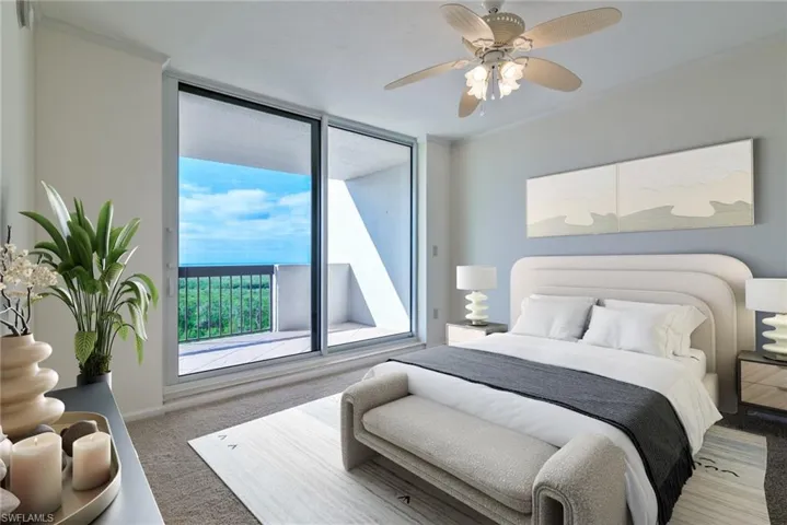 Guest Bedroom w/Balcony Access - Virtually Staged