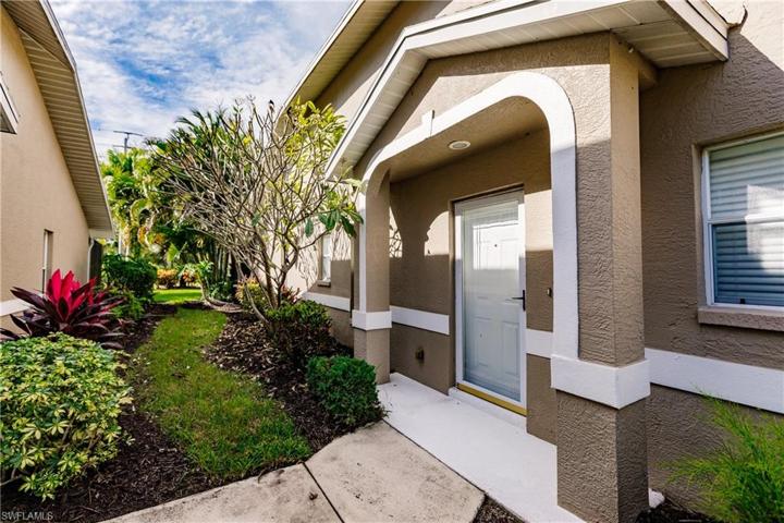 Sun-kissed side entry.