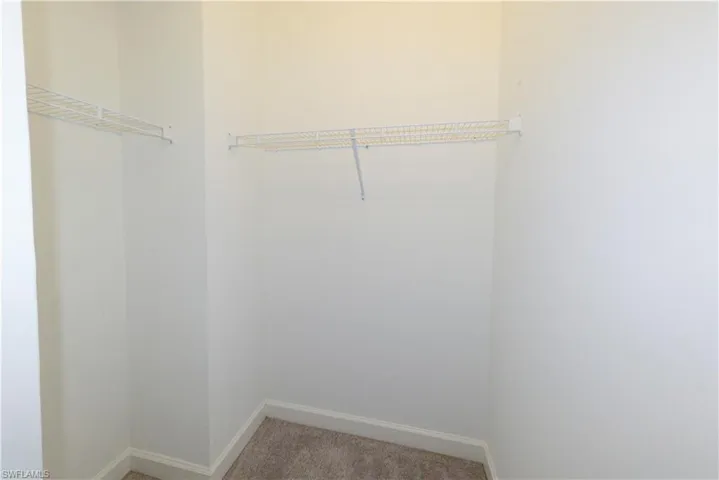 Walk in closet featuring light carpet