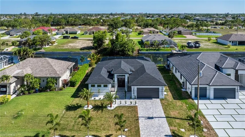 Aerial perspective of suburban area